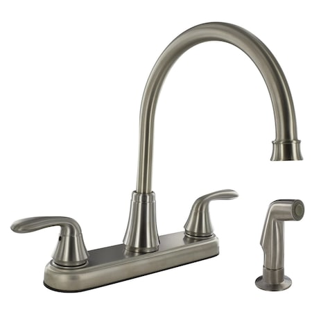 Valterra KITCHEN FAUCET W/ SIDE SPRAY, 8IN HI-ARC HYBRID, 2 LEVER, BRUSHED NICK PF231401